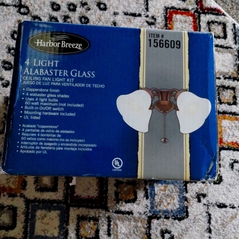 New in the box harbor breeze ceiling fan light kit.